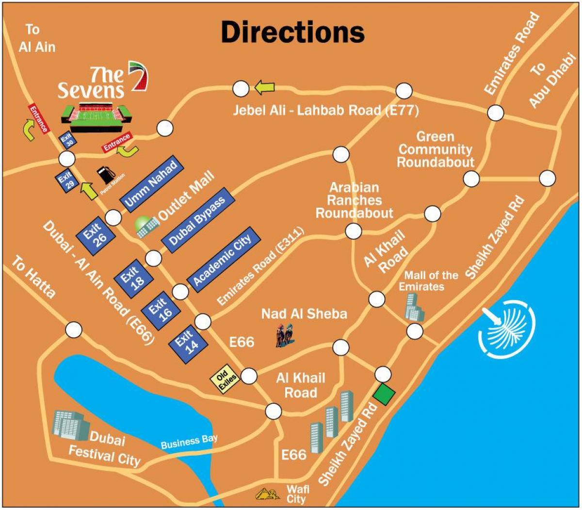 럭비 세븐 두바이에 위치 지도