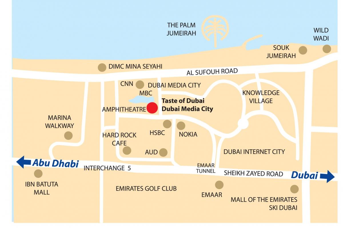 두바이 미디어 시티에 위치 지도