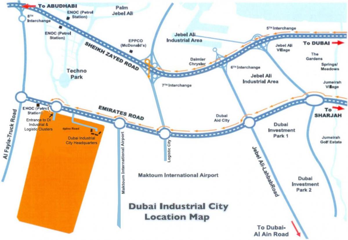 지도 두바이의 산업 도시