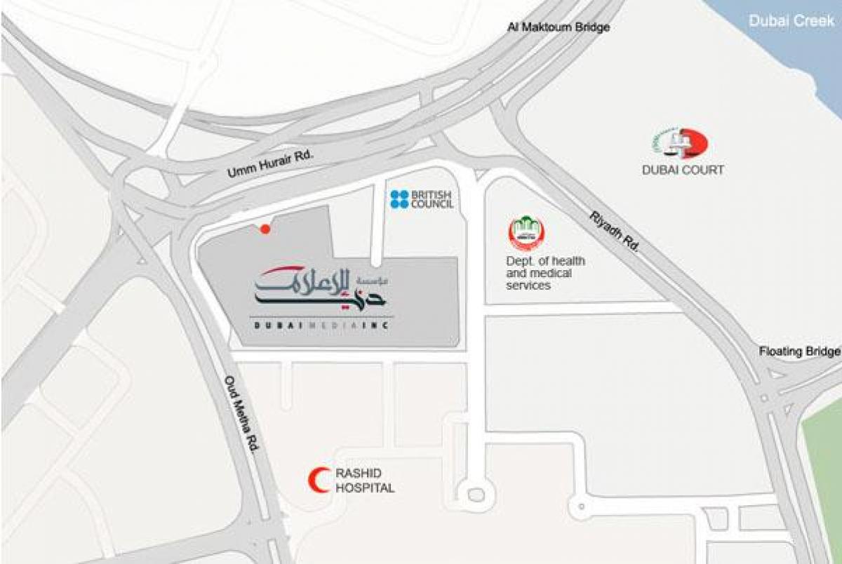 라시드 병원 두바이에 위치 지도