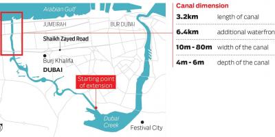 지도 두바이의 운하